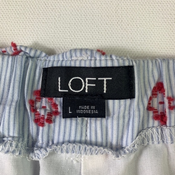 LOFT Womens Shorts Large Lined Embroidered Sun Dot Flat Front Casual Cotton - Picture 6 of 12